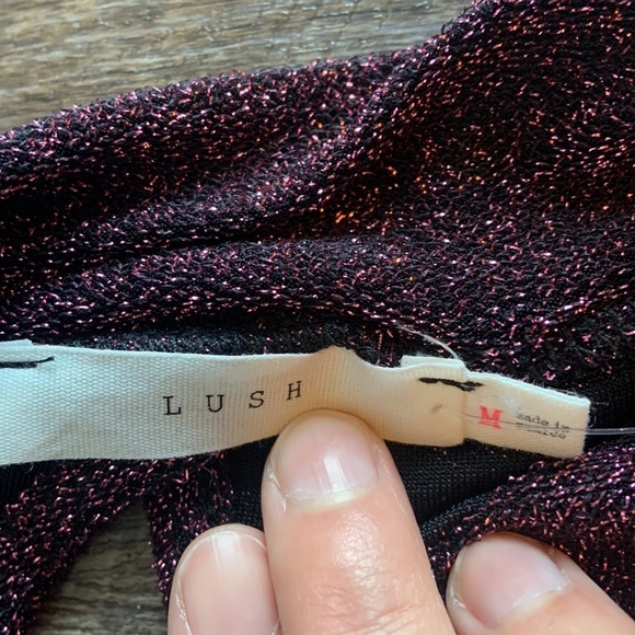 Lush Pink Shimmery Purple Tie Back Top - Picture 4 of 6